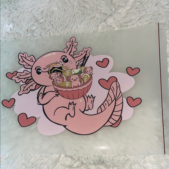 Cute Pink Axolotl Art Print for a t-shirt transfer for the gamers and cosplay - Picture 1 of 5